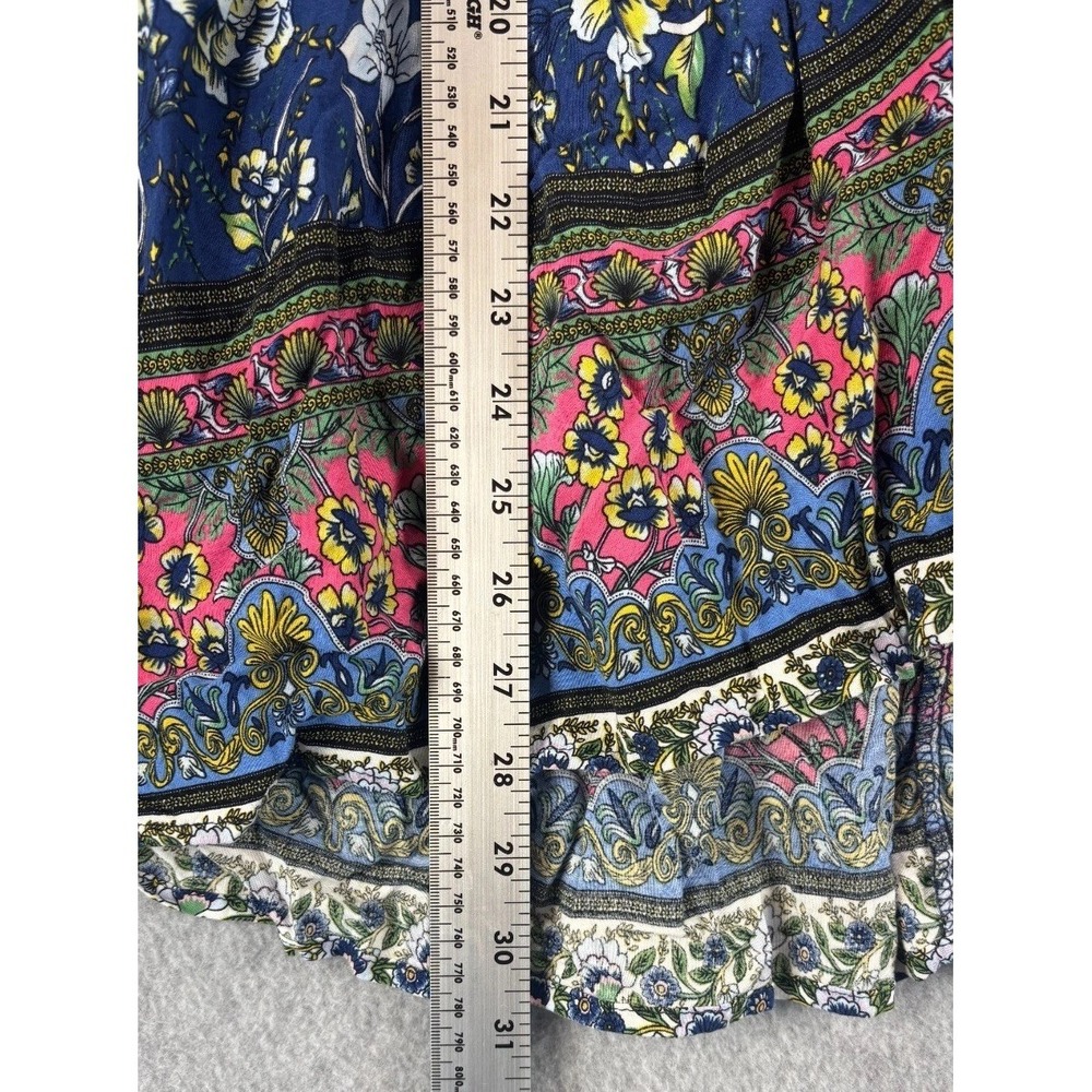 Boho Floral V Neck Tunic Festival Resort Top Blue Bell Sleeve Womens 18-20 Plus - Picture 11 of 13